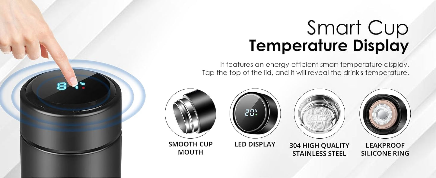 Name Printed Stainless Steel Bottle | Vacuum Insulated Bottle with Tea Filter | 500 ML | Easy to Carry | Leakproof Personalized Gift Flask | Permanent Printing