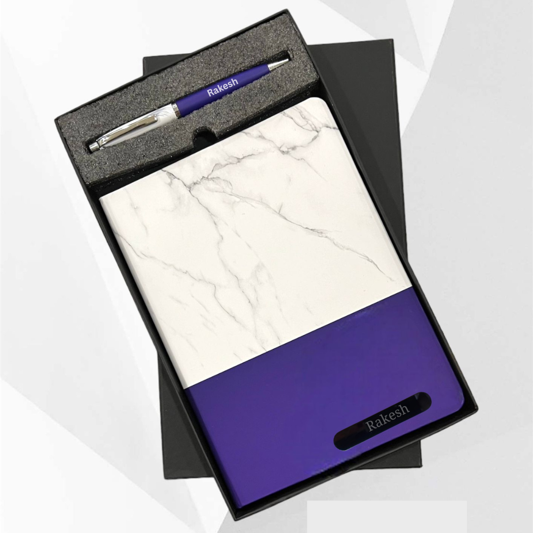 Corporate Gifting Set | Customized Marble Diary & Pen Combo for Employees