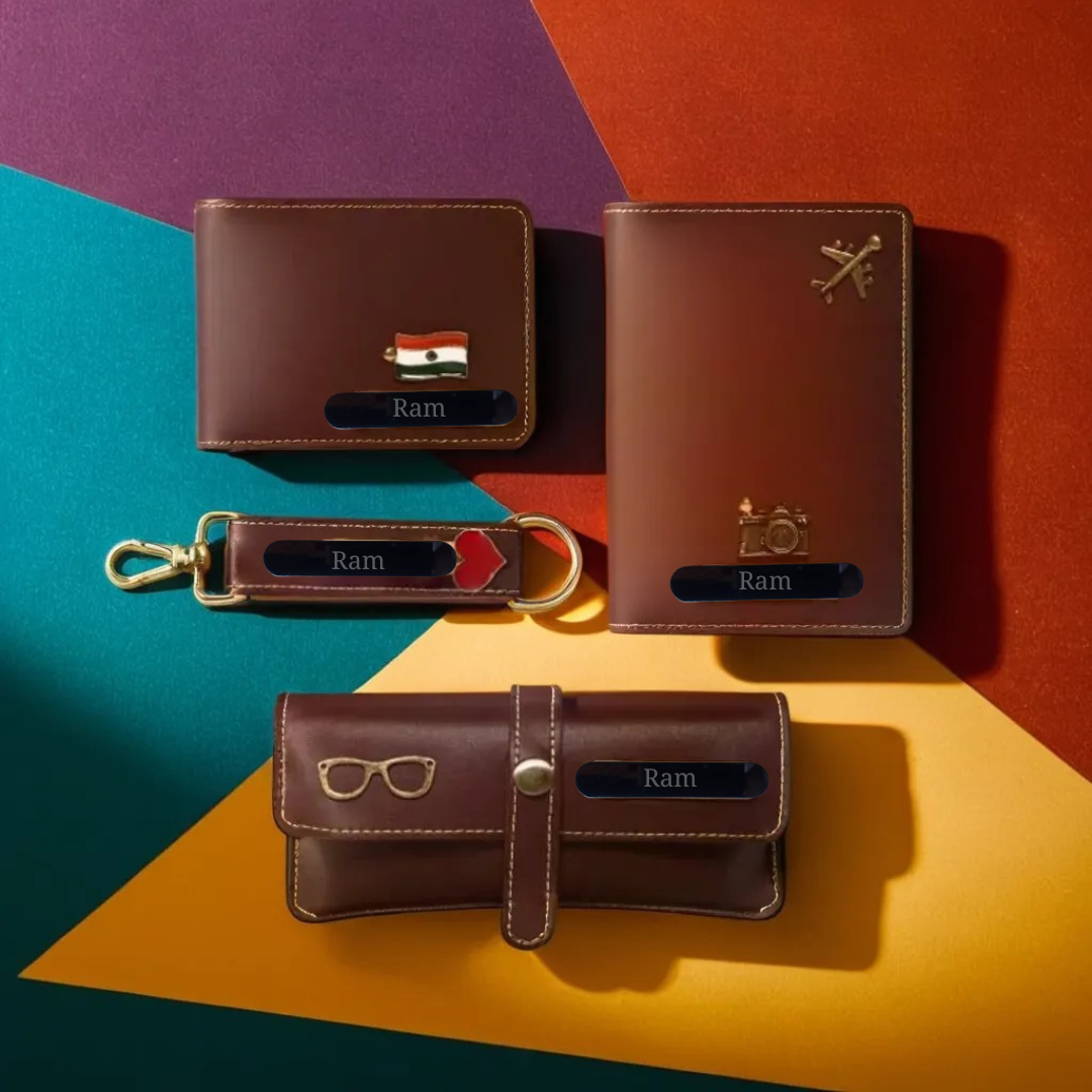 Men's Wallet , Sunglasses Holder, Keychain , Passport Cover Best Combo for Gifting