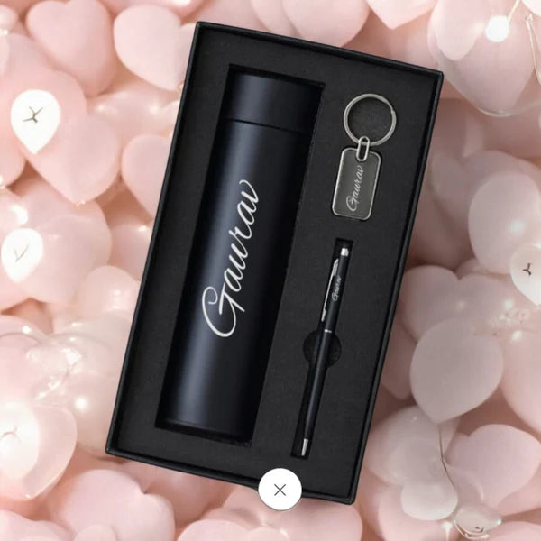 Personalized Key Chain  With Temperature Water Bottle Combo and more