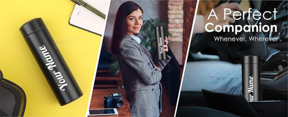 Name Printed Stainless Steel Bottle | Vacuum Insulated Bottle with Tea Filter | 500 ML | Easy to Carry | Leakproof Personalized Gift Flask | Permanent Printing