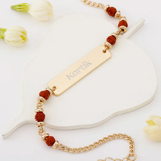 Customized Rudraksha Rakhi | Raksha Bandhan Gift | Gift for Brother